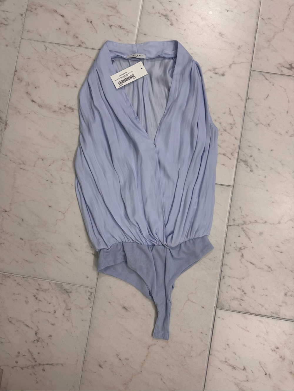 Lida Kate draped halter neck Light Blue Sleeveless V-Neck Bodysuit small